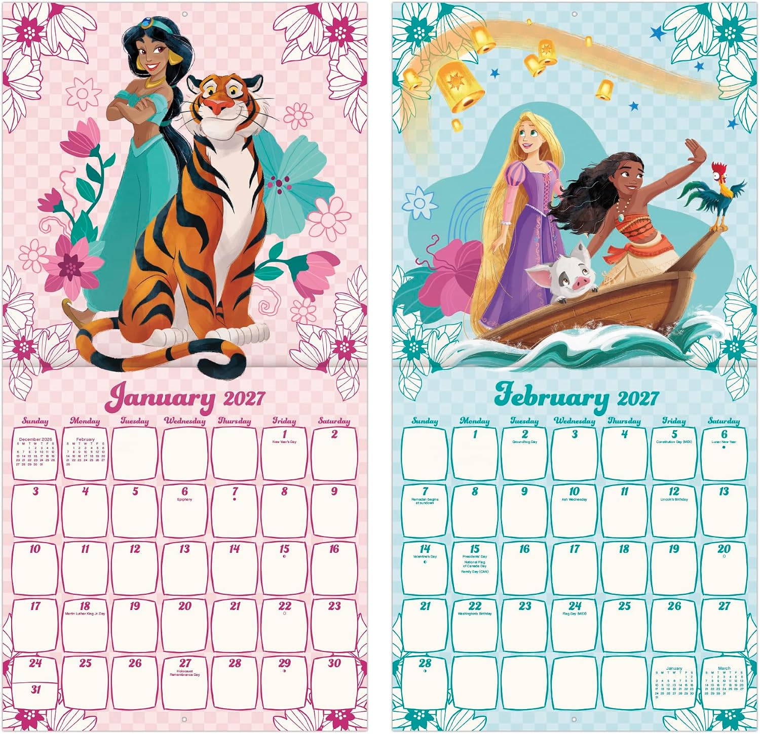 Detalle de Disney Princess 2027 Wall Calendar, 13 Images, 12" x 12