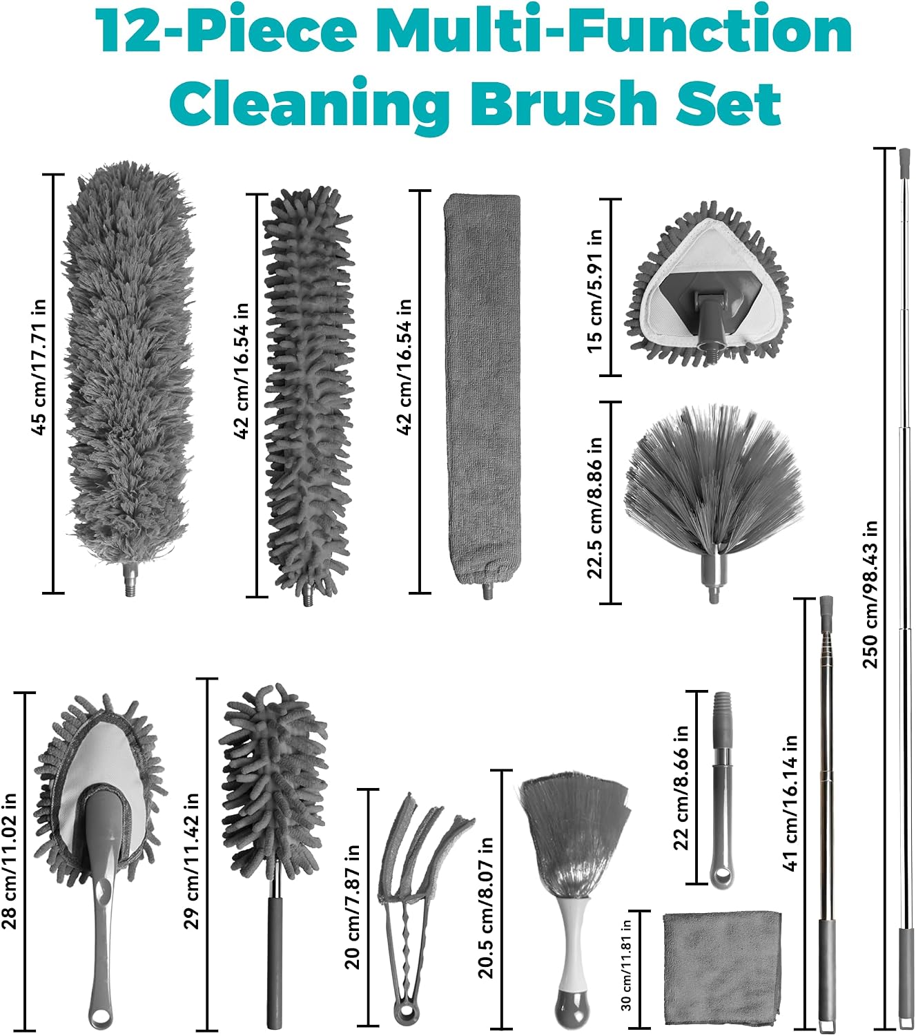 Detalle de XIN SELECTION XS26003-1 Microfiber Duster Set, 12 Pieces, Grey
