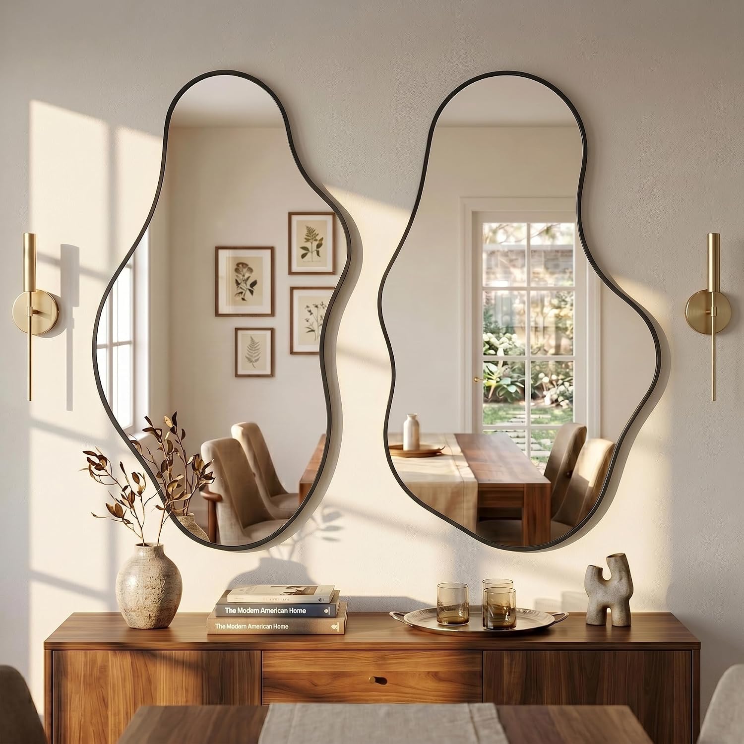 Thumbnail 4 de Fahomiss Specchio da Parete Ondulato Irregolare con Cornice in Alluminio – Design Astratto per Bagno, Camera e Ingresso