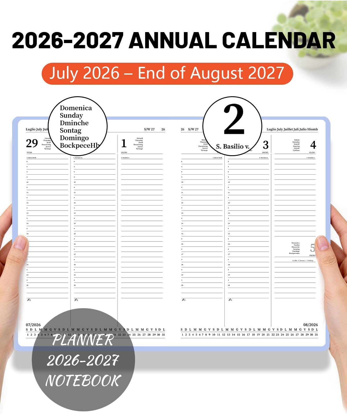 Detalle de Diario 2026/2027 HW CASA – Agenda settimanale A5, Copertina impermeabile PU+CARTA, Luglio 2026–Agosto 2027