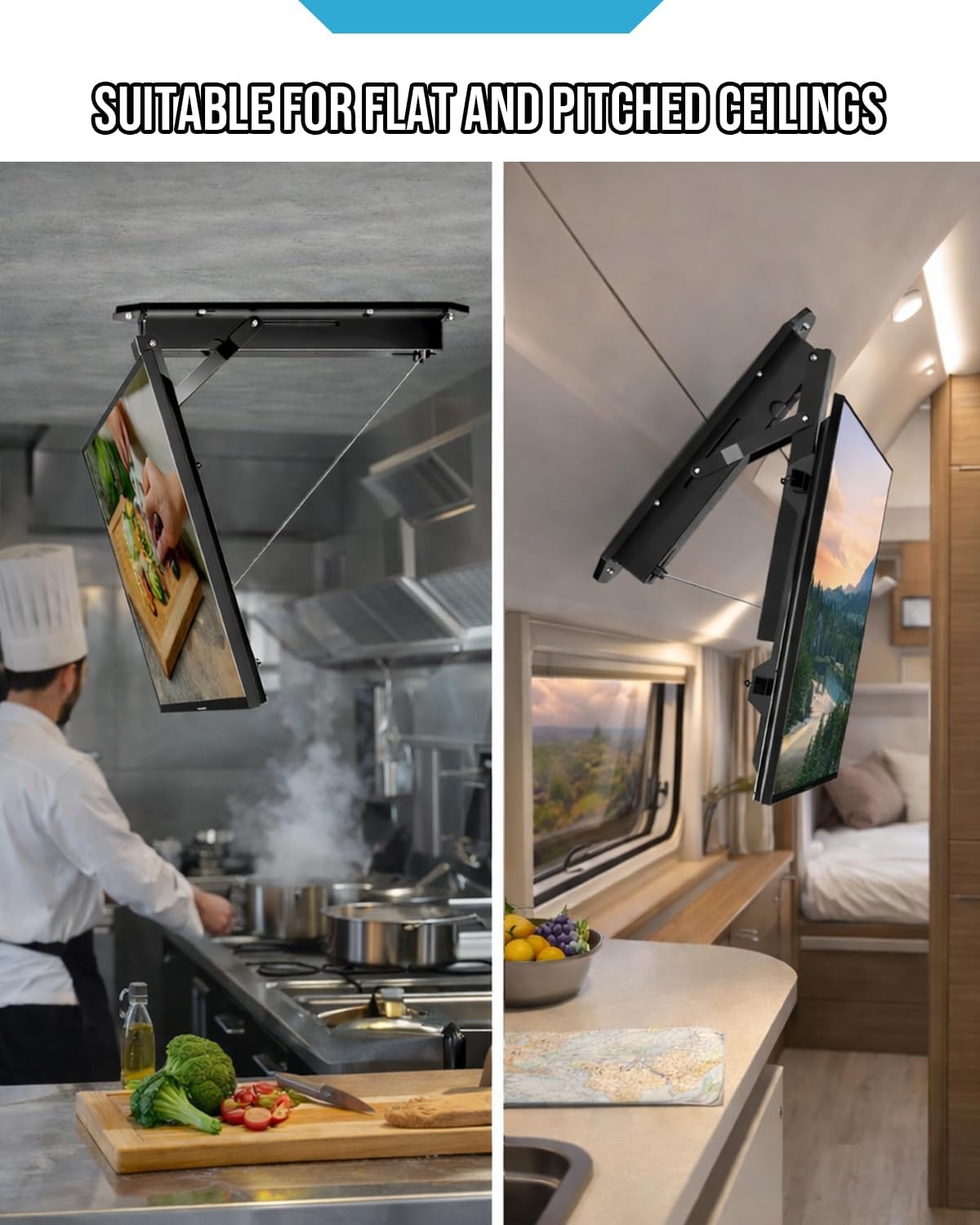 Thumbnail 3 de Roboticious Electric Ceiling TV Mount with Remote (Motorized, 32–70 inch, Black)
