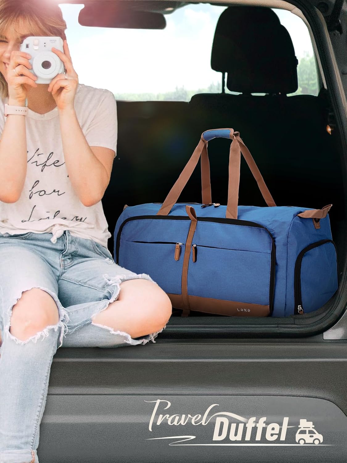 Detalle 2 de Lekesky Reisetasche Große 80L mit Schuhfach – faltbar, vielseitig einsetzbar