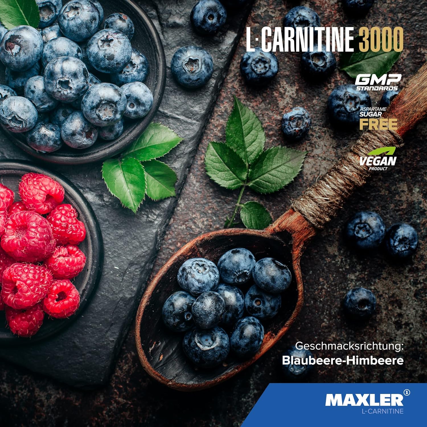 Detalle de Maxler L-Carnitine 3000 (500 ml) Myrtille et Framboise — Gestion du poids et performance sportive