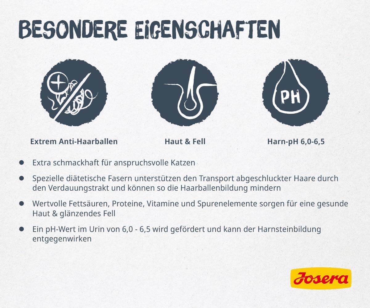 Detalle de JOSERA Catelux Adult Trockenfutter mit Ente & Kartoffel – Glänzendes Fell, weniger Haarballen