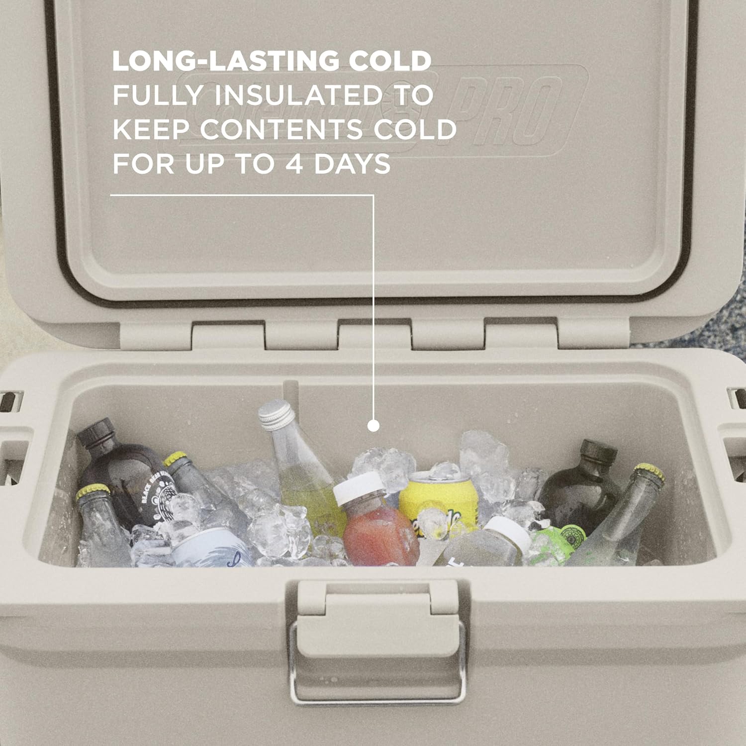 Detalle de Coleman Pro 45-Quart Hard Cooler with Wheels, 74-Can Capacity, Desert Sand