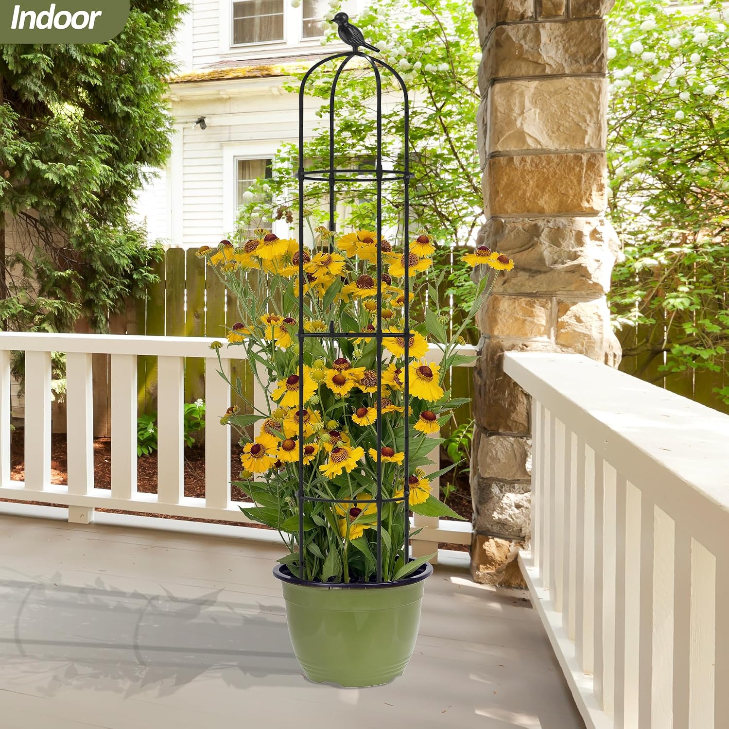 Detalle 2 de Trellume TL-HJ-010 Garden Obelisk Trellis, Adjustable Steel Support, 69 in.