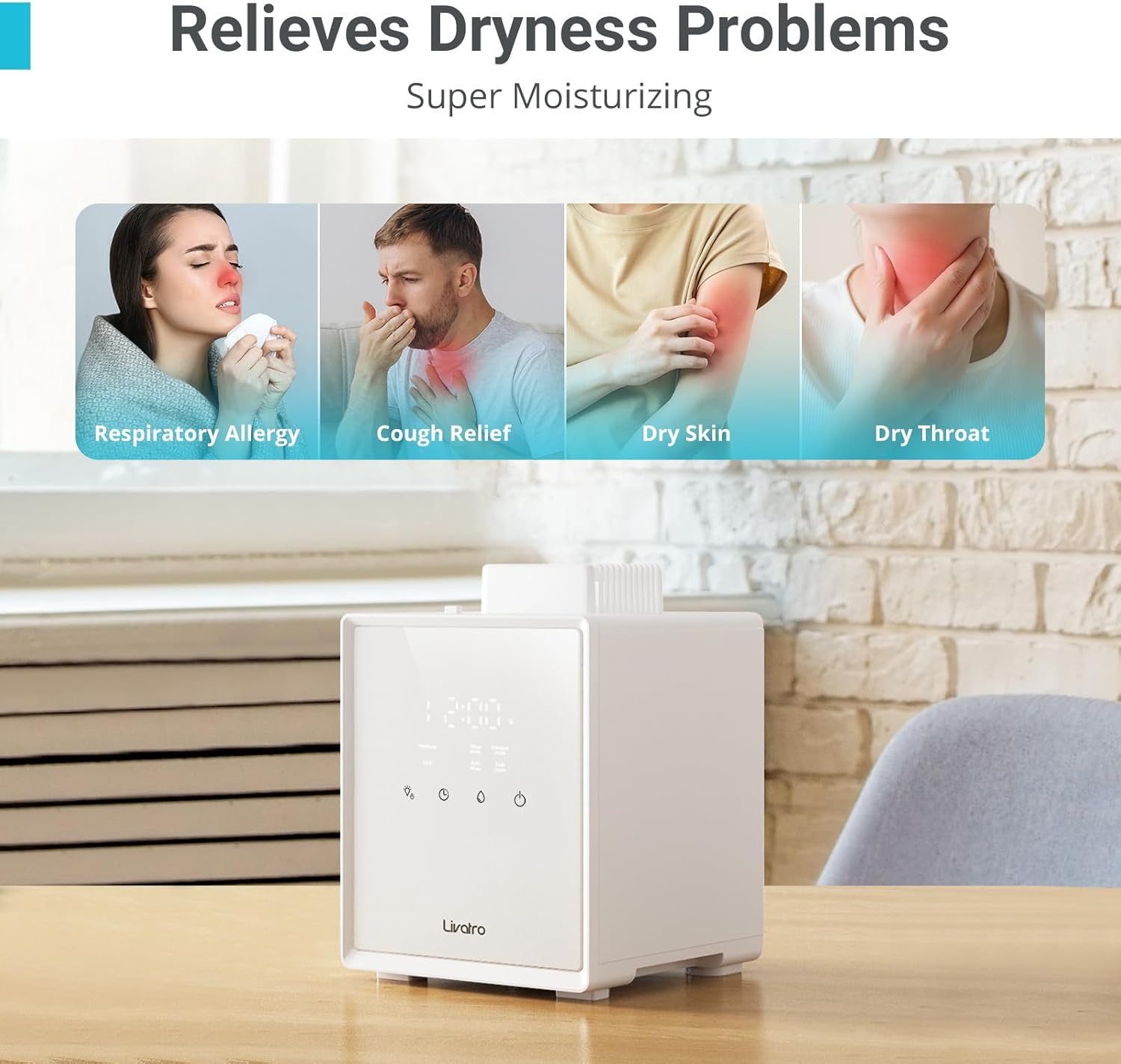 Detalle 2 de Livatro 3L Stainless Steel Warm Mist Humidifier ๐ง