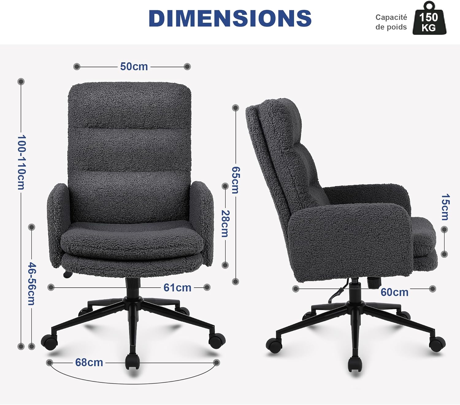 Thumbnail 1 de Youhauchair Chaise de bureau ergonomique 15 cm