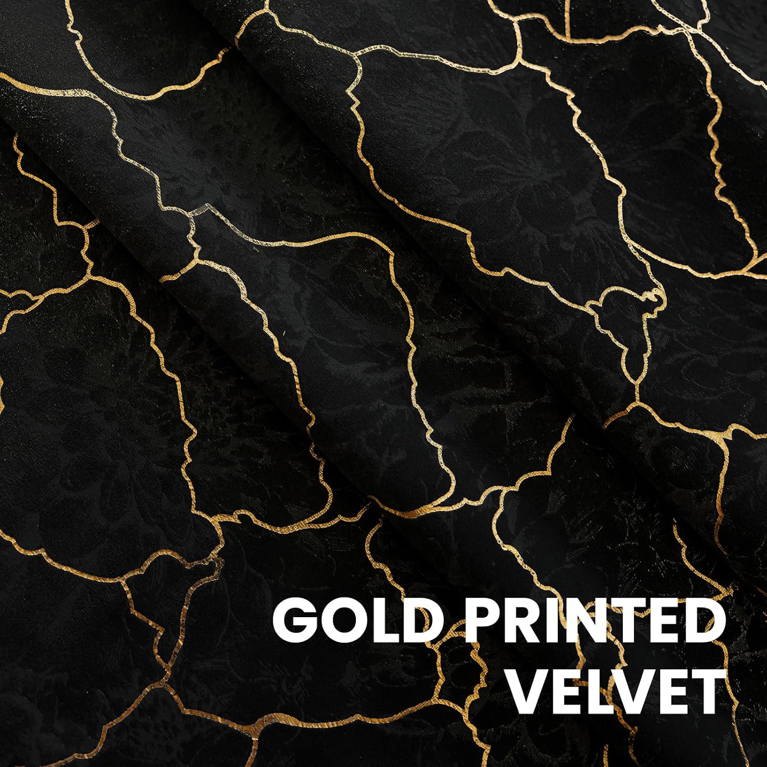 Thumbnail 2 de Ystyle Rideau occultant en velours noir avec motifs dorés (lot de 2) 140x245 cm
