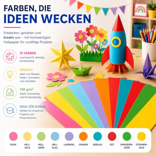 Thumbnail 7 de 100x Buntes Papier A4 120 g/m² von TK Gruppe Timo Klingler – Bastelpapier bunt