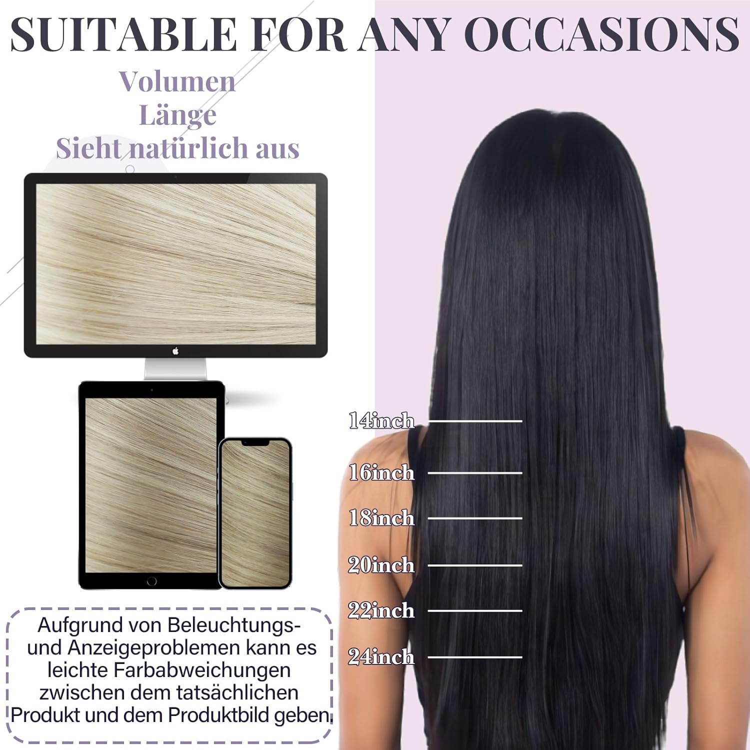 Thumbnail 5 de Fshine Echthaar Tressen zum Einnähen (60 cm, 60 g) – Remy Haar Weft Extensions in Aschblond Highlighted Hellblond
