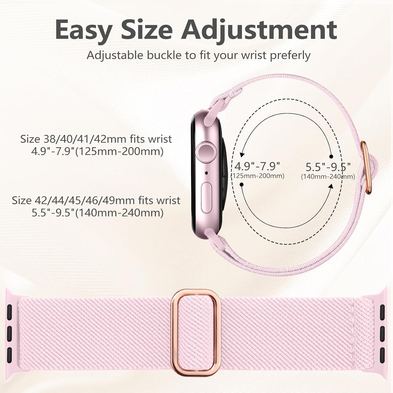 Thumbnail 4 de Maledan Solo Loop Nylon Strap for Apple Watch (40/41mm, 38/42mm) – Light Pink