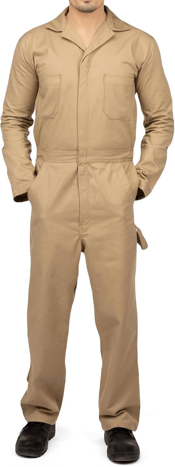 NY Threads Relaxed-Fit Coveralls for Men, Cotton Blend with Utility Pockets