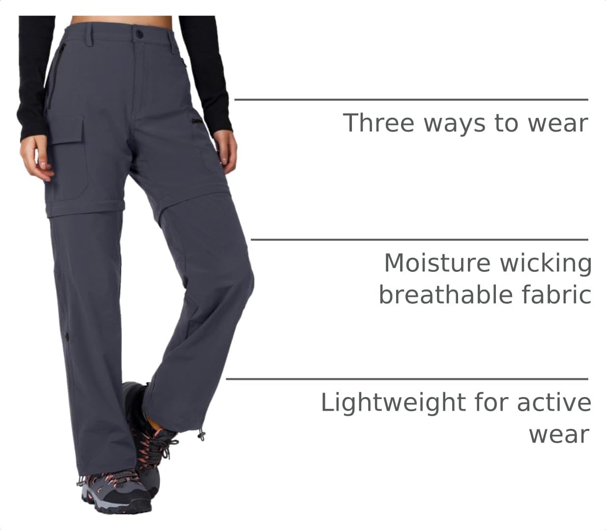 Thumbnail 3 de Cycorld Women's Hiking Pants Convertible: Quick-Dry, Lightweight with 5 Deep Pockets