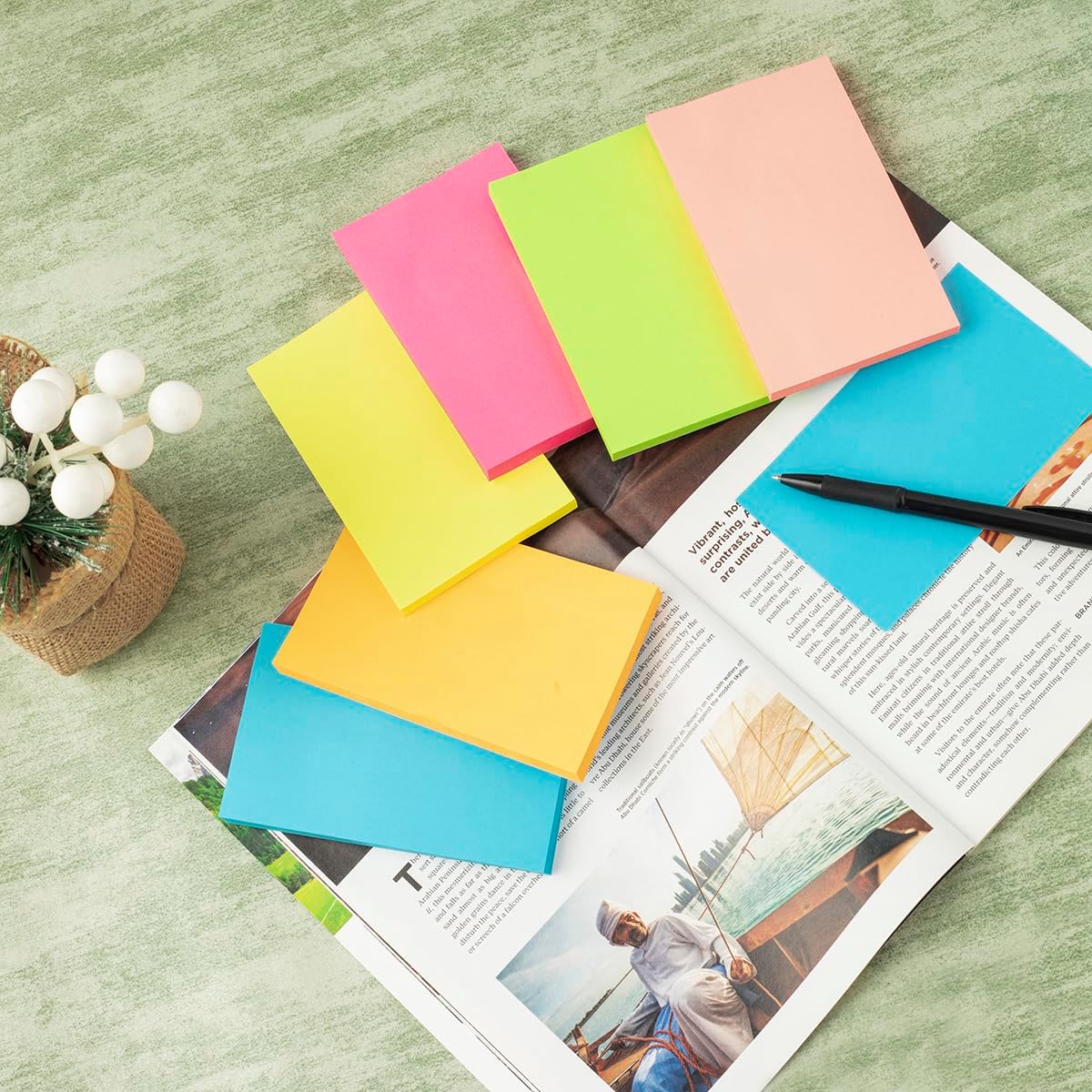 Detalle 2 de Wowivy 12 Pack Large Sticky Notes 76 mm x 127 mm (3x5 in) – Bright 6-Colour Self-Stick Pads