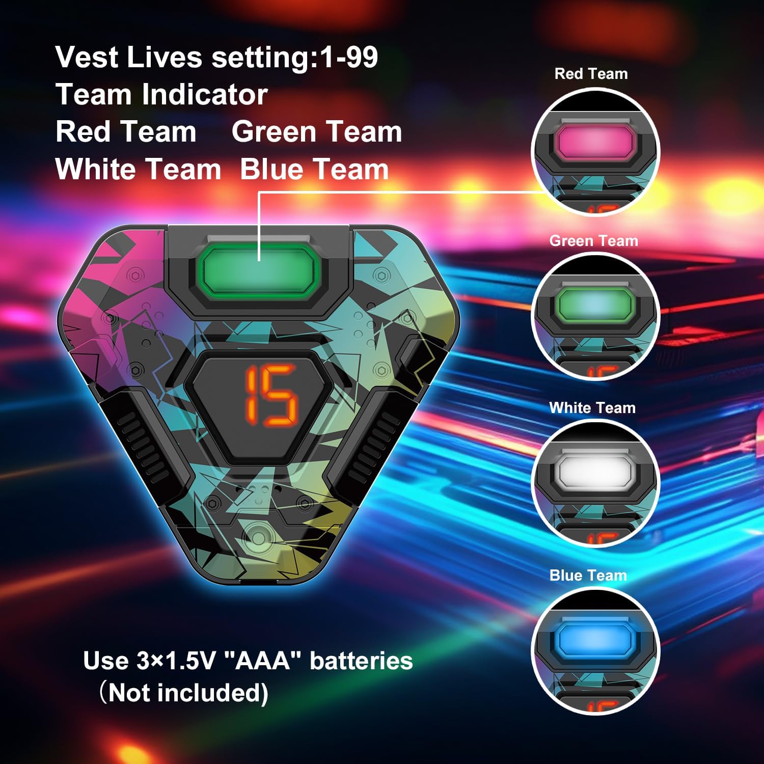Thumbnail 2 de Laser Tag Set of 4 — Cyberpunk LED Gun & Vest Game for Indoor/Outdoor Play
