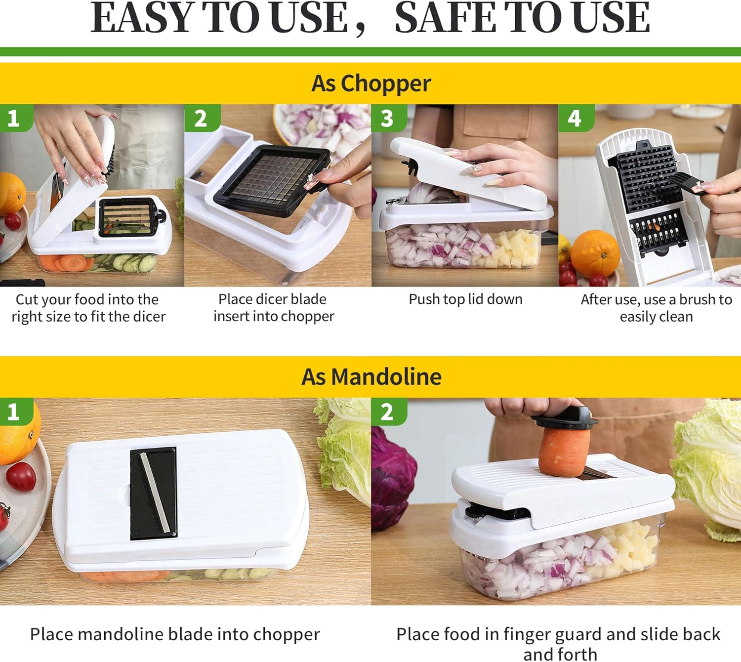 Detalle 2 de 18-in-1 Vegetable Chopper Mandoline Slicer with Container (18 interchangeable stainless steel blades)