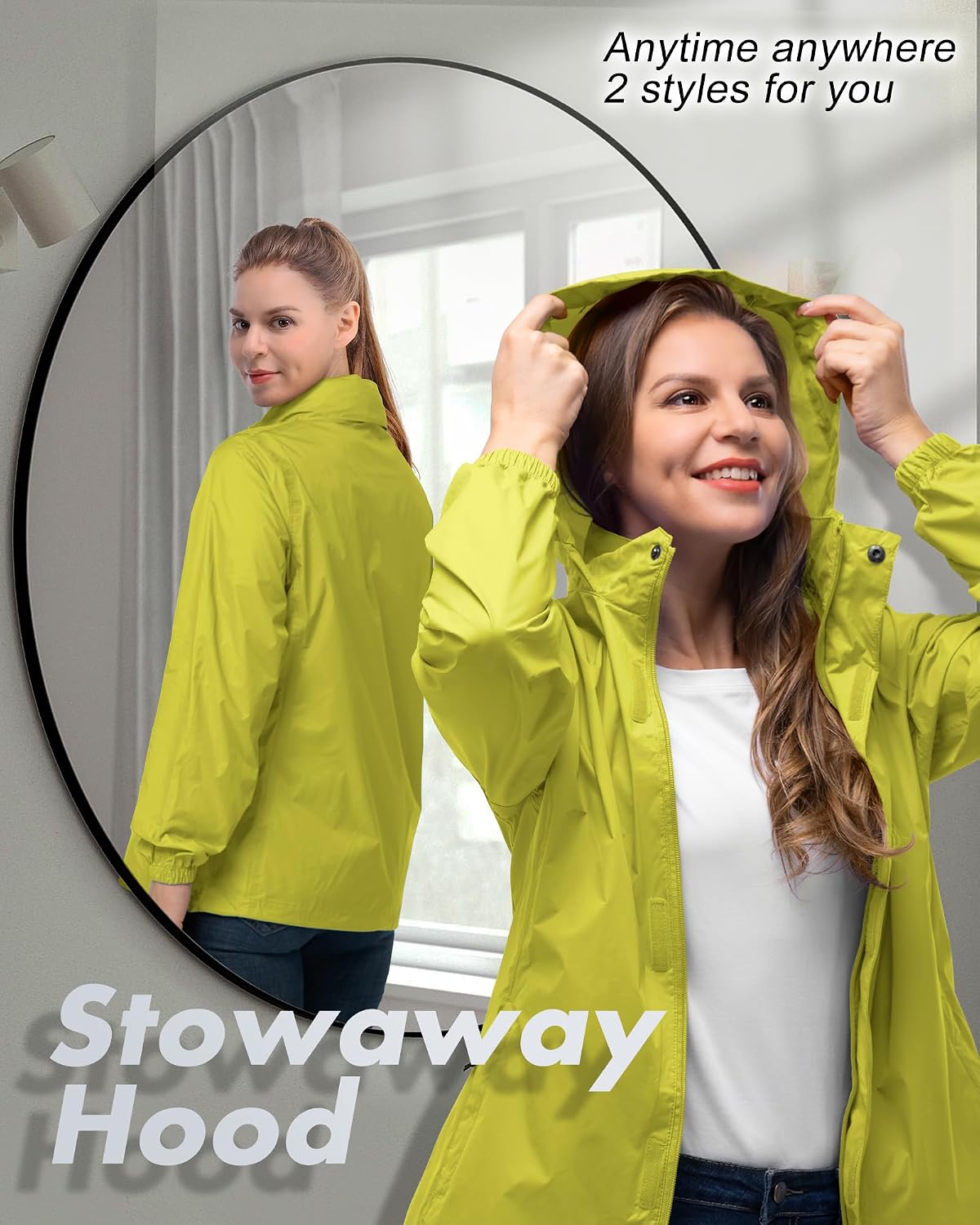 Thumbnail 1 de 33,000ft Damen Regenjacke: Wasserdicht, faltbar mit Kapuze – ideal für Fahrrad & Outdoor