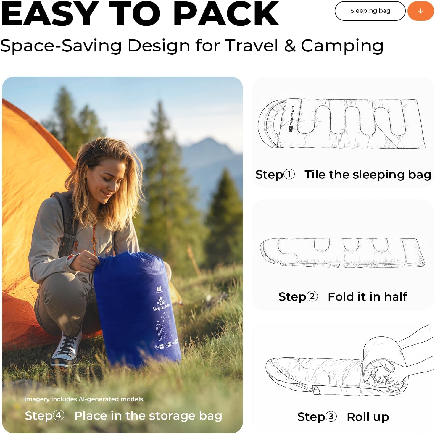 Thumbnail 6 de TANSTRIDER Sleeping Bag, 31.5 x 86.6 Inches