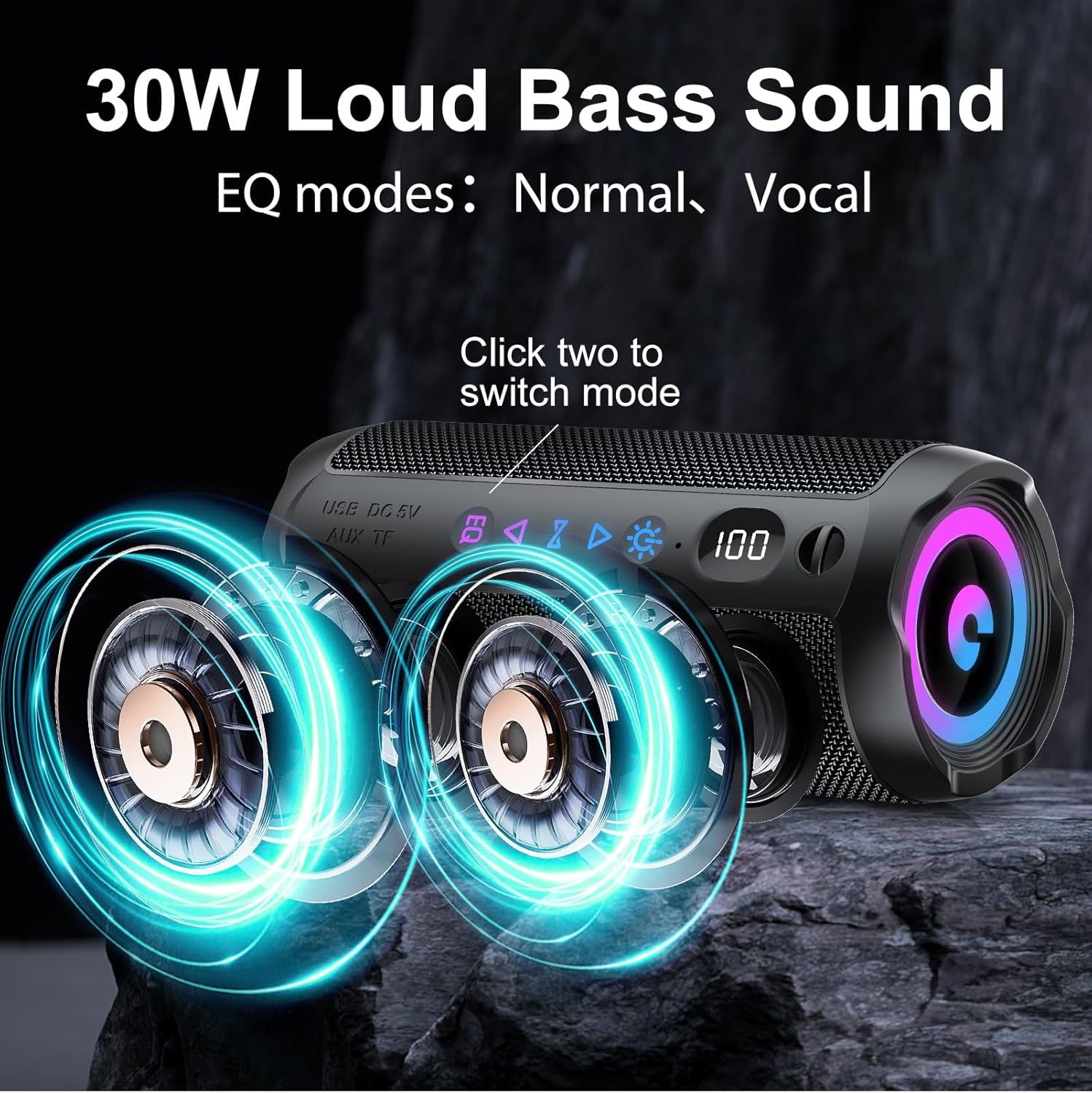 Thumbnail 1 de Portable Bluetooth Speaker with 25W Power, Bluetooth 5.4, 360° Sound, RGB Lights and IPX7 Durability