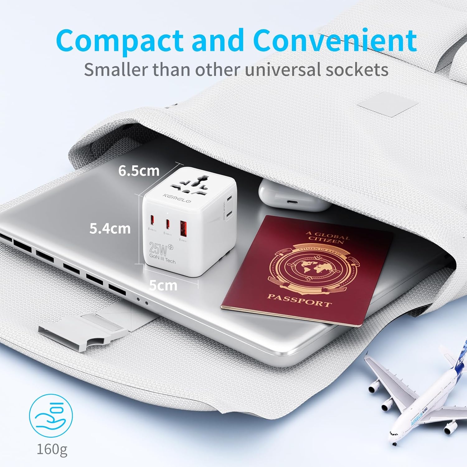 Thumbnail 6 de KEMELO 25W Reiseadapter Weltweit (5-in-1) mit USB A und USB-C – internationaler Travel-Adapter für viele Länder