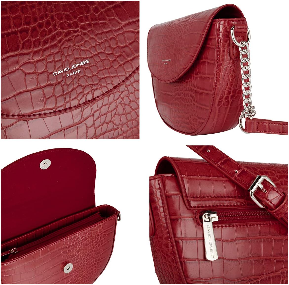 Thumbnail 4 de David Jones Bolso Bandolera Cocodrilo Mujer 👜 Elegante Rojo