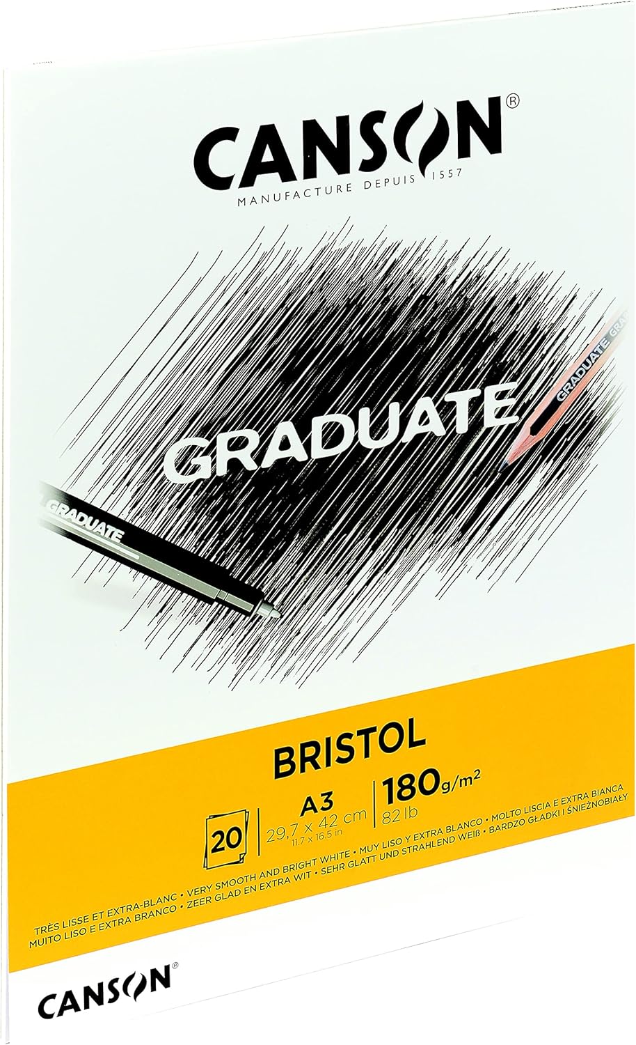 Thumbnail 1 de CANSON Graduate Bristol Bloc A3 20 feuillets – papier extra-blanc 180 g/m², 100 % acide-free