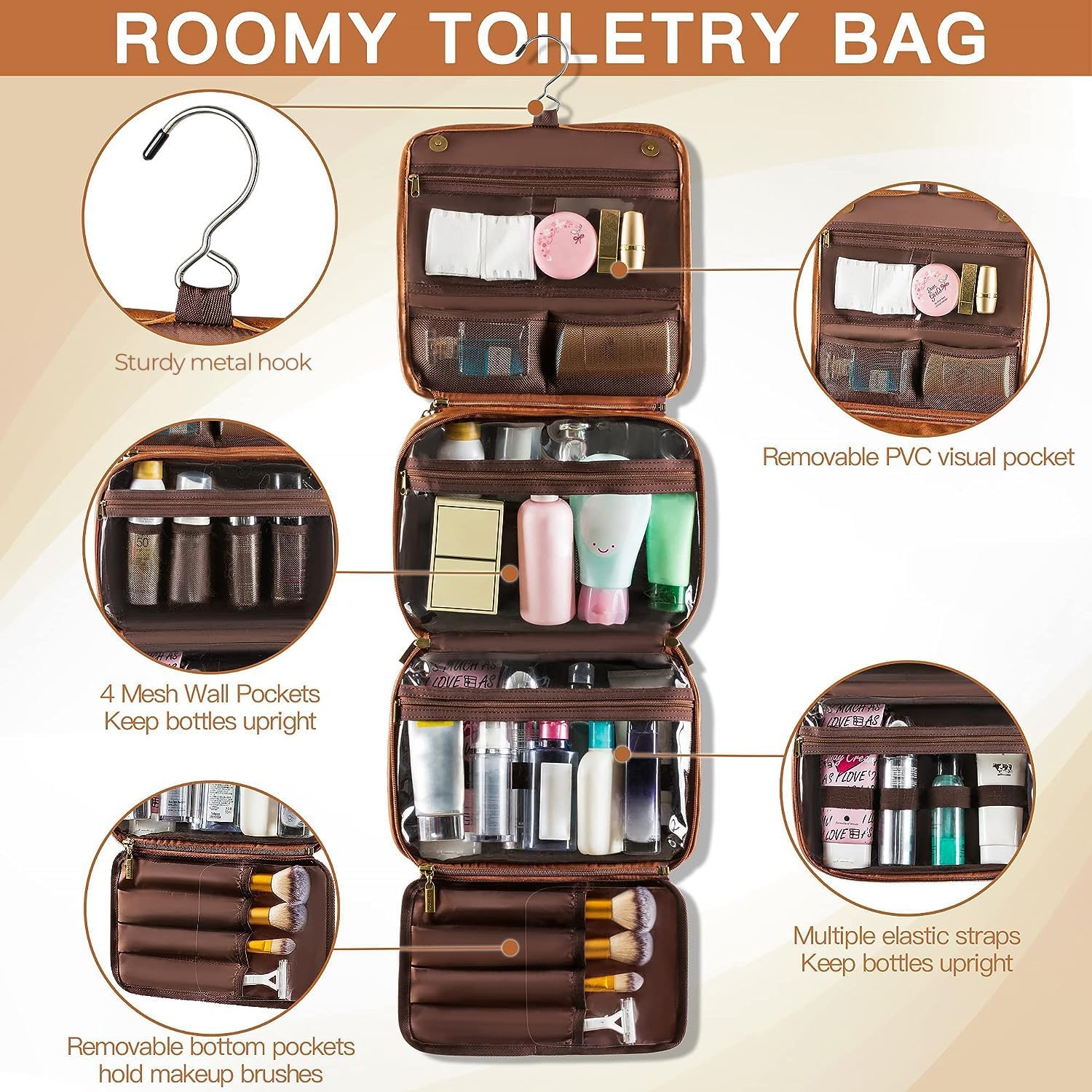 Detalle 2 de Elviros Hanging Toiletry Bag, 3-in-1