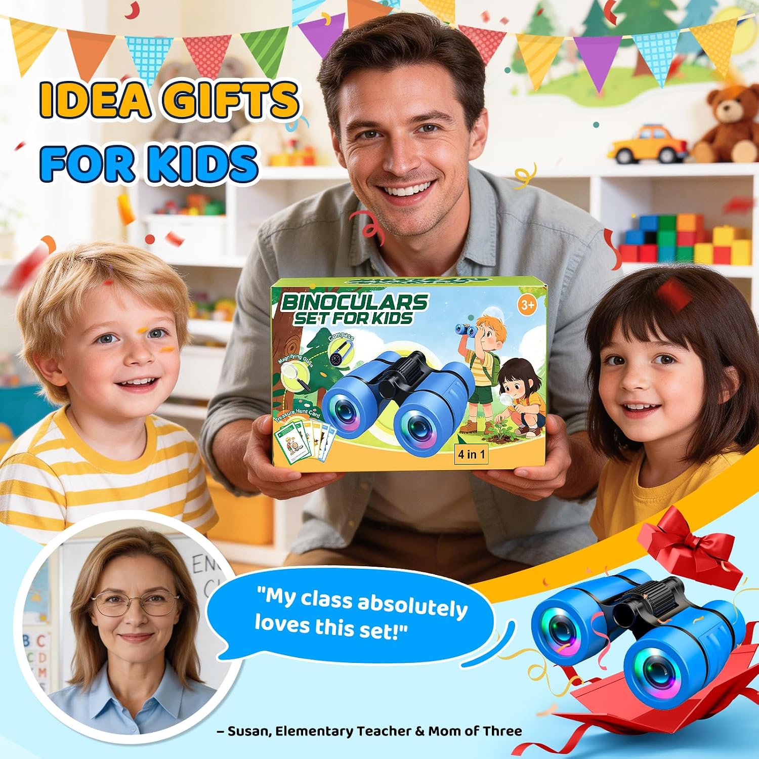 Thumbnail 6 de Outdoor Toys for 3-9 Year Old Boys – Binoculars with Explore Cards, Compass and Magnifying Glass