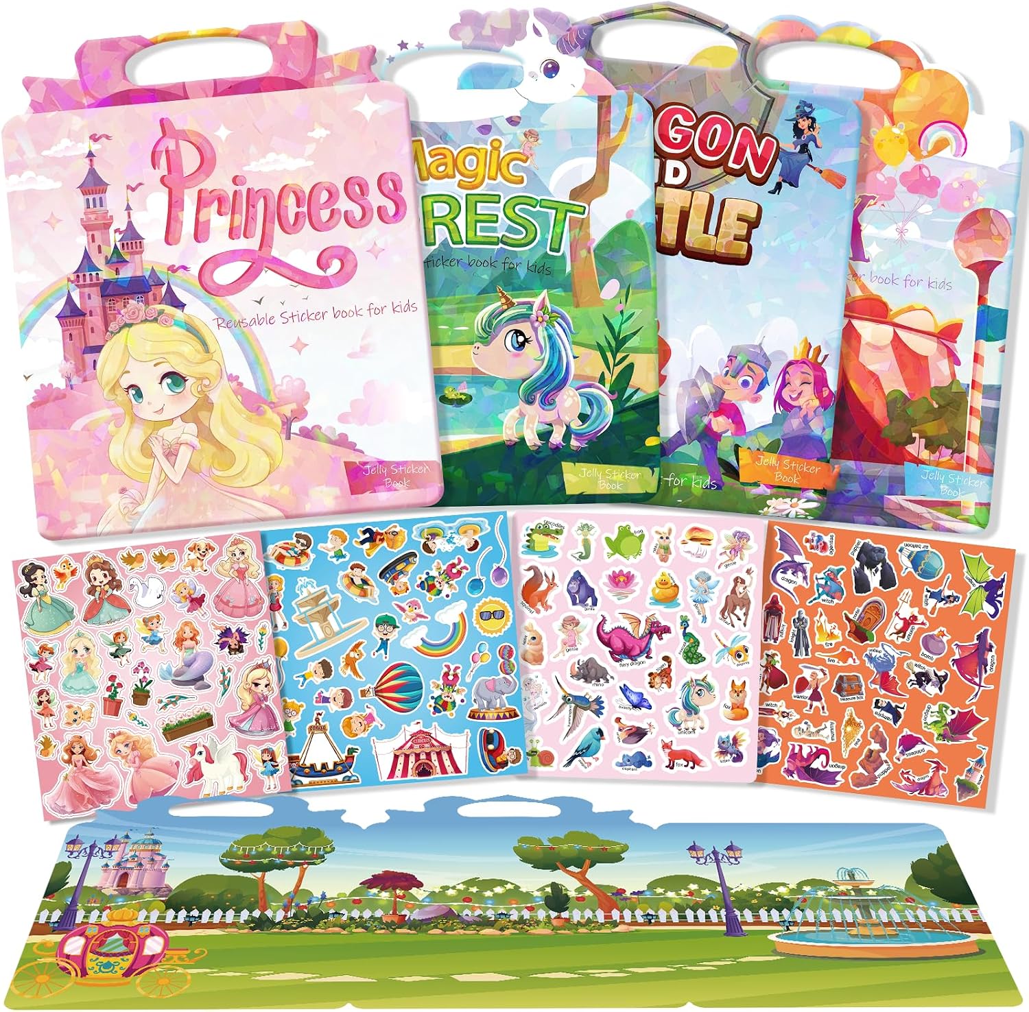 GUYUCOM Adesivi per bambini dai 2 anni: set di 4 confezioni riutilizzabili, impermeabili