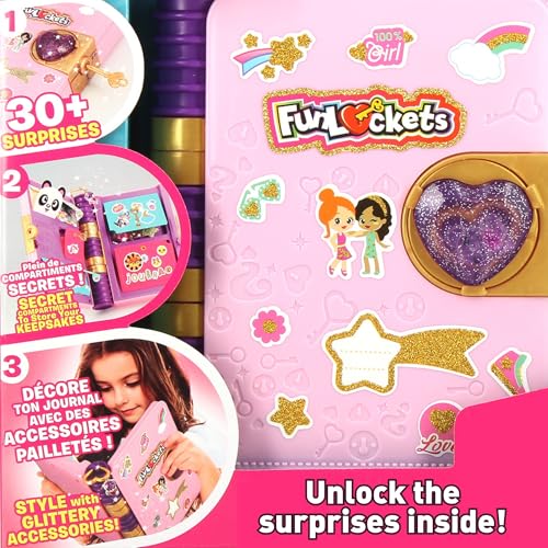 Thumbnail 1 de FUNLOCKETS Secret Journal Glitter Edition – Kids Diary with Lock and Keys