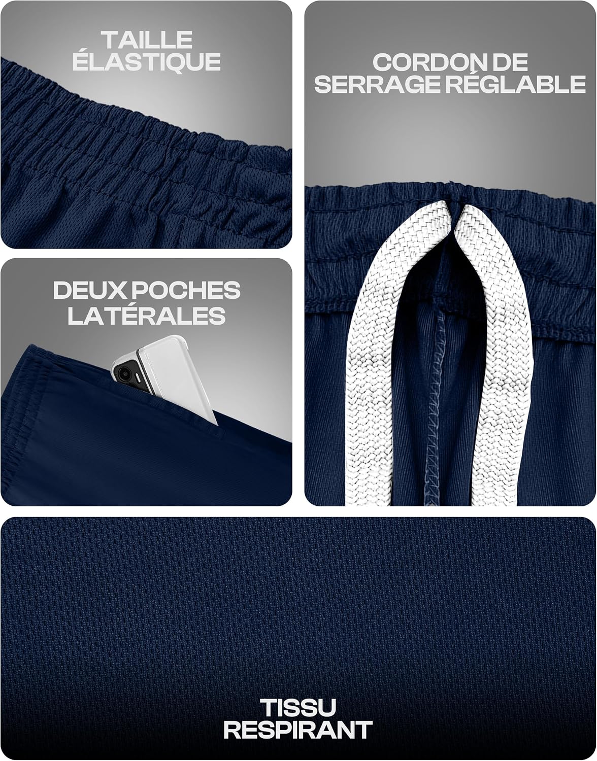 Detalle 2 de NY Threads sportshort voor heren, licht en sneldrogend met zakken