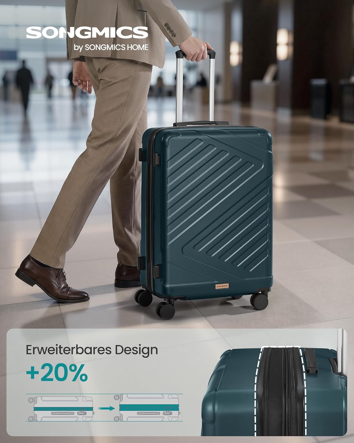 Thumbnail 1 de SONGMICS Reisekoffer L65 ABS mit TSA-Schloss, erweiterbar auf ca. 80 L, dunkeltürkis – 65 cm