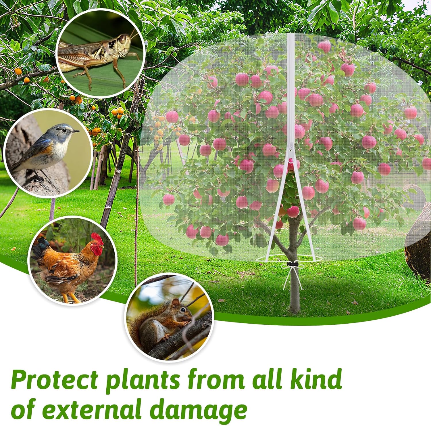 Thumbnail 6 de CAKKVDE 1 Pack Fruit Tree Netting Bird Protection with Drawstring and Zipper (180x220cm)