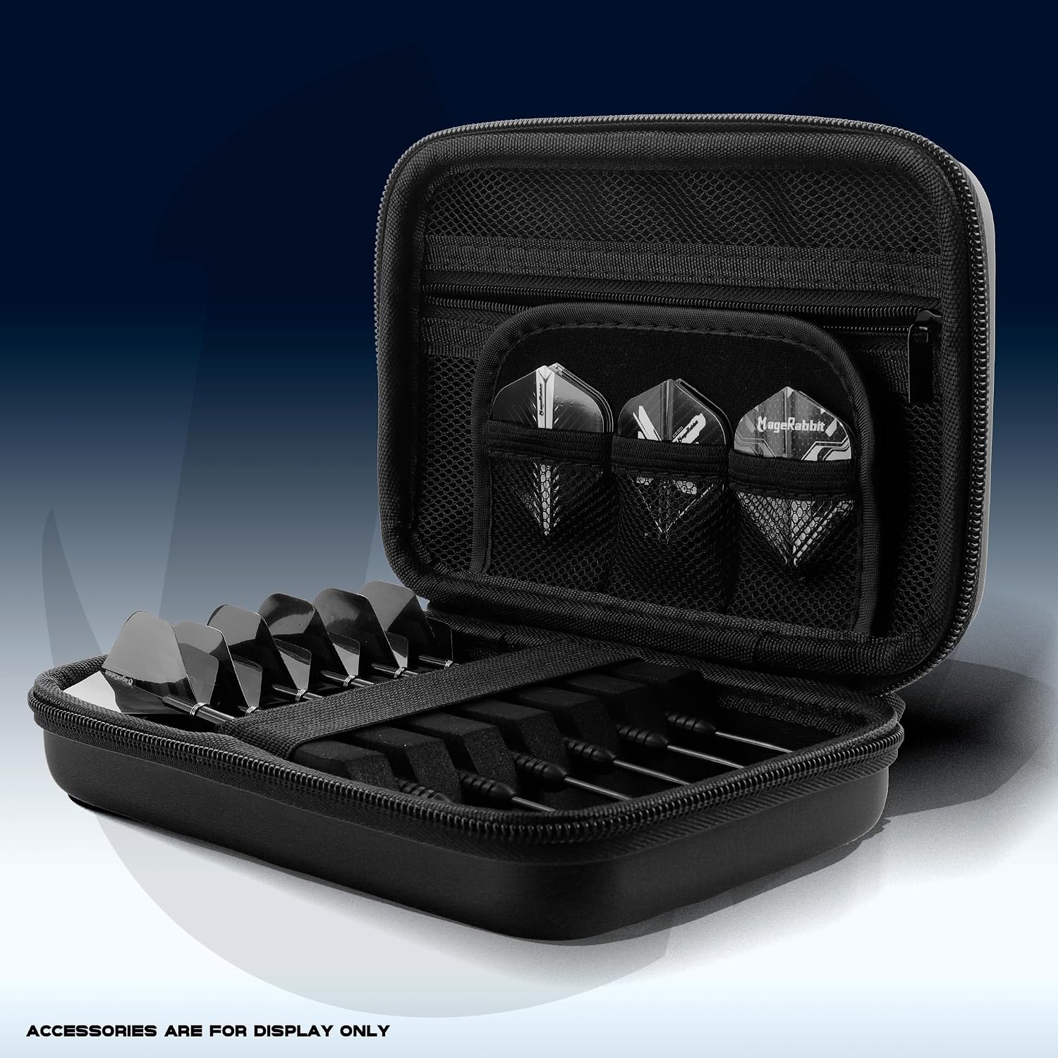 Detalle de MageRabbit Dart Case (Wallet Style) for Steel/Soft Darts – Holds 6 Darts + Accessories, Protective EVA, Black