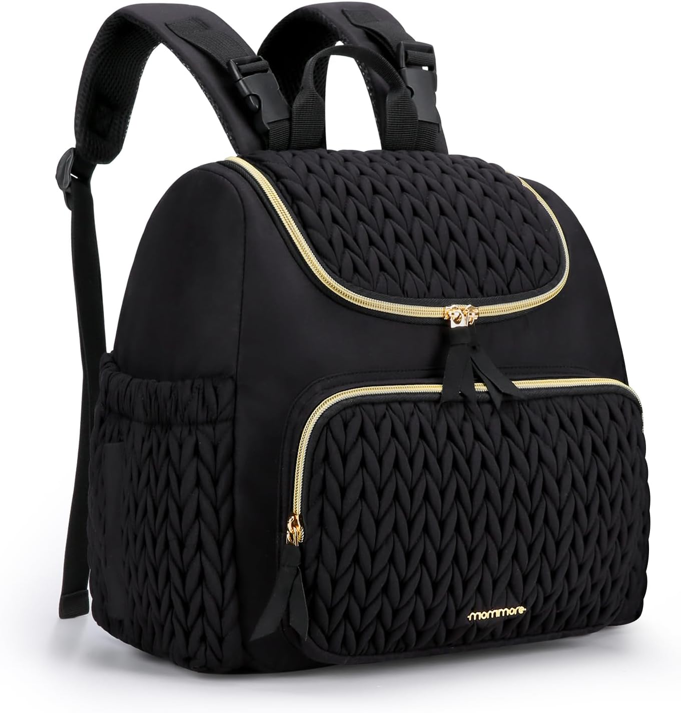 Detalle de mommore Wickeltasche & kleiner Wickelrucksack – kompakte Reisetasche mit isolierten Fächern, Wickelunterlage und Kinderwagenbefestigungen