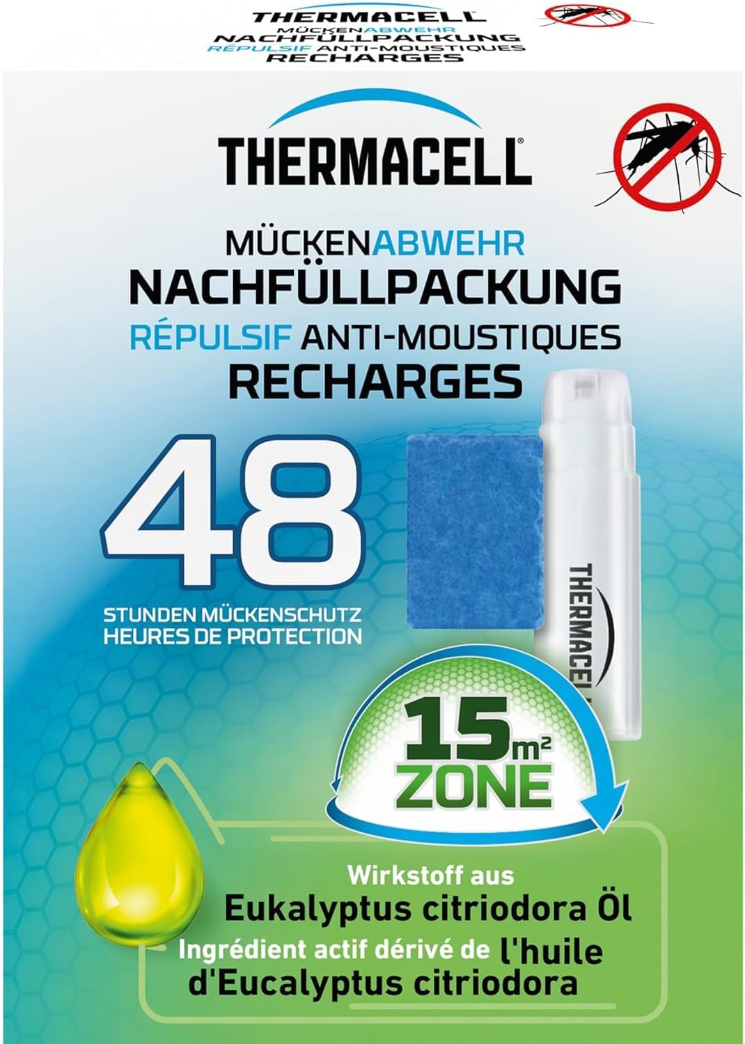 Detalle de Thermacell Mückenabwehr Nachfüllpackung – 48 Stunden Schutz 12 Wirkstoffplättchen & 4 Gaskartuschen