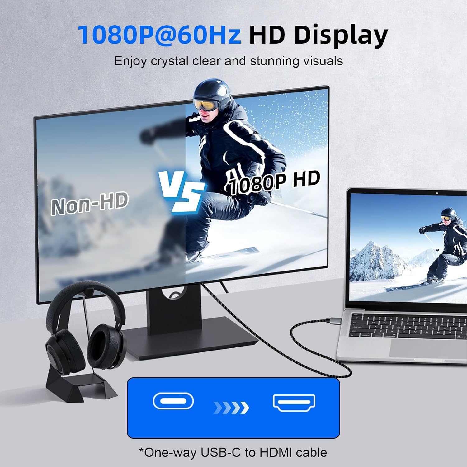 Thumbnail 1 de LUIRSAY HDMI-Kabel für Telefon – 2 m, MFi-zertifiziert, 1080P@60Hz