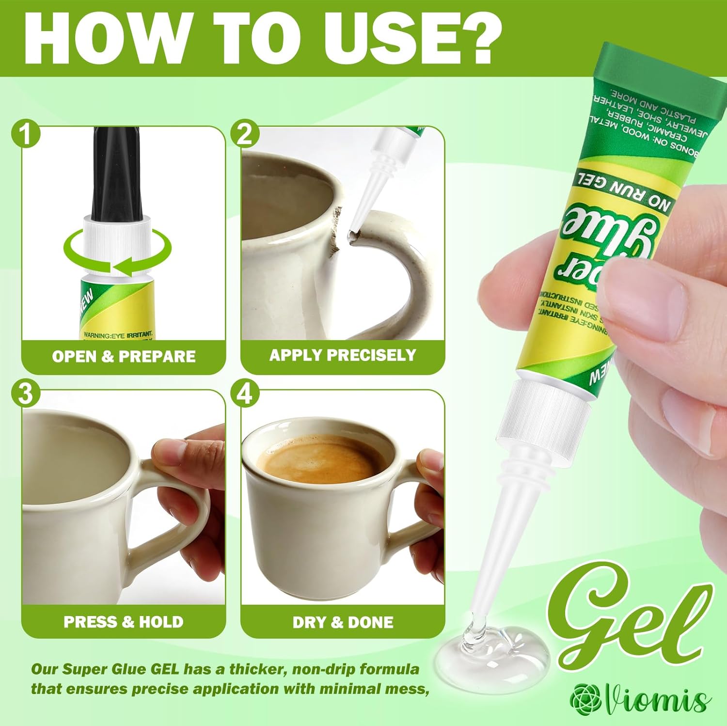 Thumbnail 5 de Viomis Super Glue Gel, Clear 3g (Pack of 24): All-Purpose Cyanoacrylate Adhesive