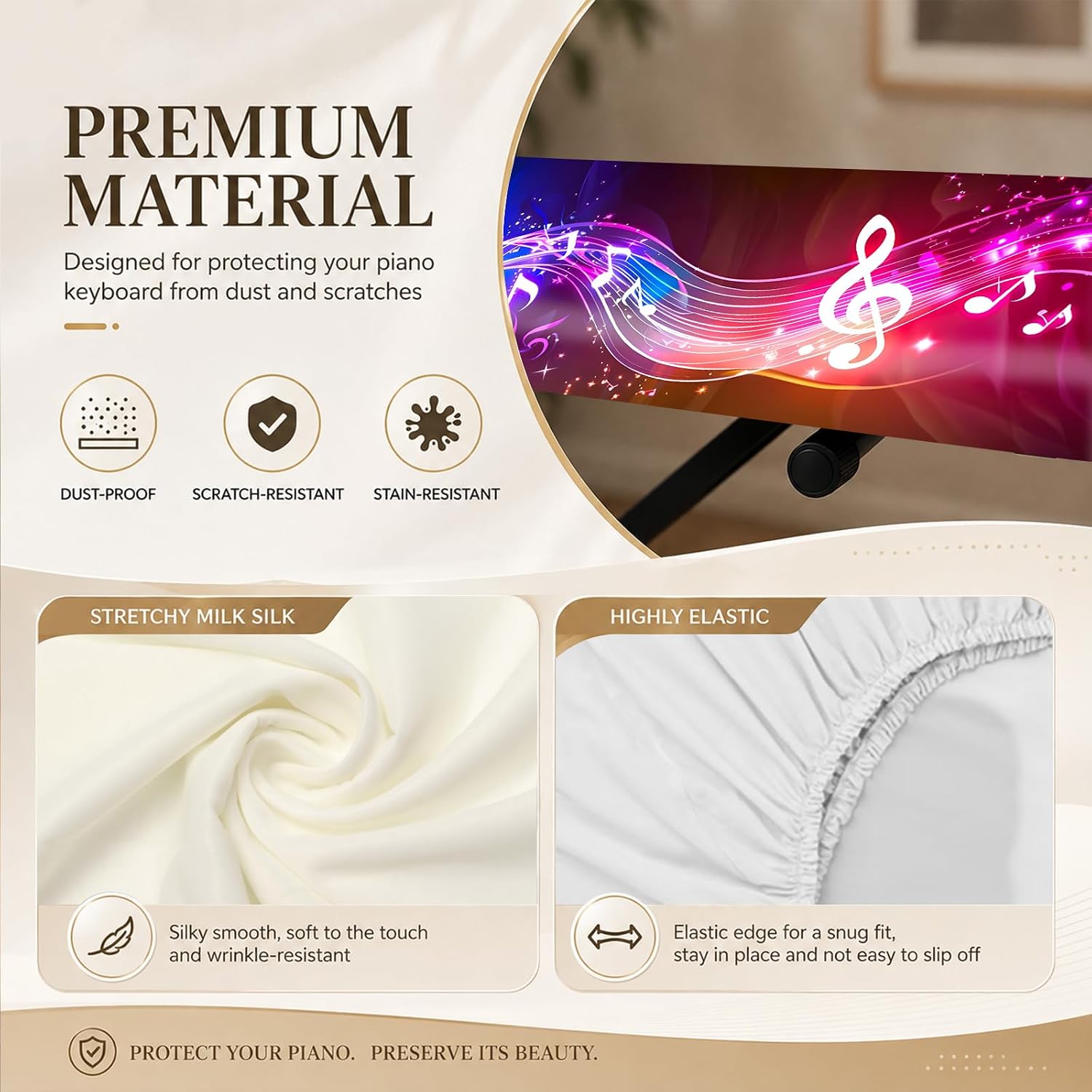 Thumbnail 3 de Nuxovilar WJL-GQZ-20251119-101-39 Keyboard Piano Cover, Elastic Milk Silk