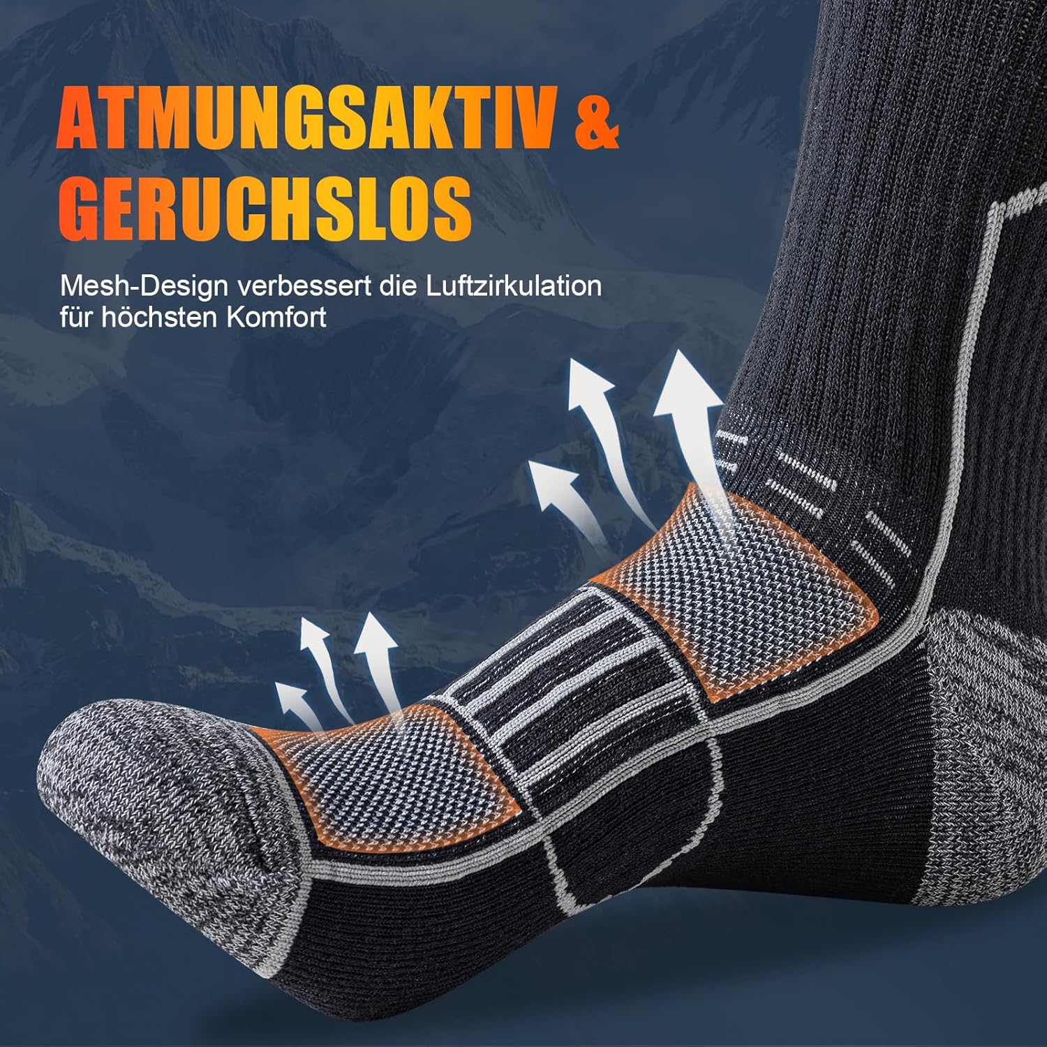 Detalle 2 de Cirorld Wandersocken für Herren & Damen – atmungsaktive Outdoor-Sportsocken (3 Paar) gegen Blasen