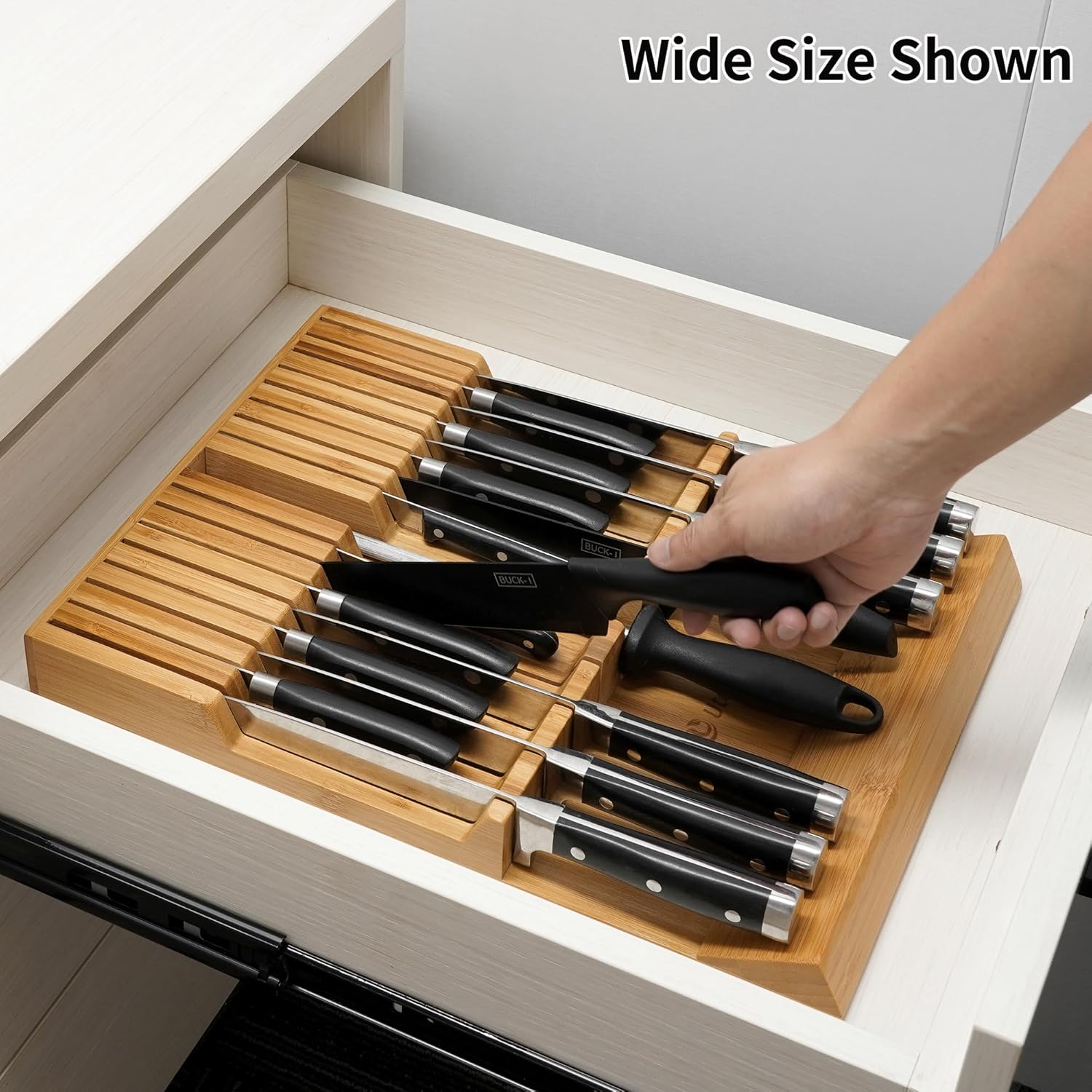 Detalle 2 de Utoplike In-drawer Knife Block 16-slot Bamboo Organizer