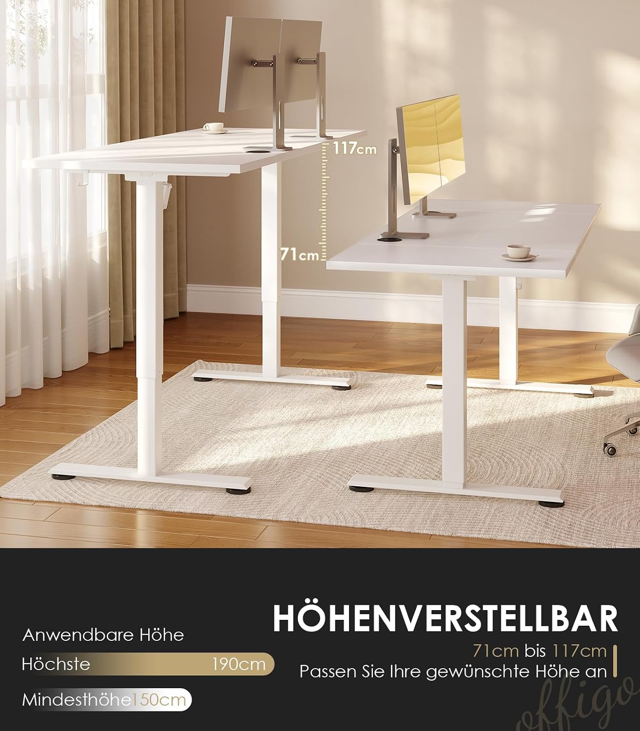 Thumbnail 3 de OffiGo Höhenverstellbarer Schreibtisch 140 cm