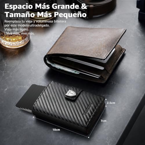 Thumbnail 3 de TENBST Cartera para hombre con bloqueo RFID, tarjetero emergente y monedero
