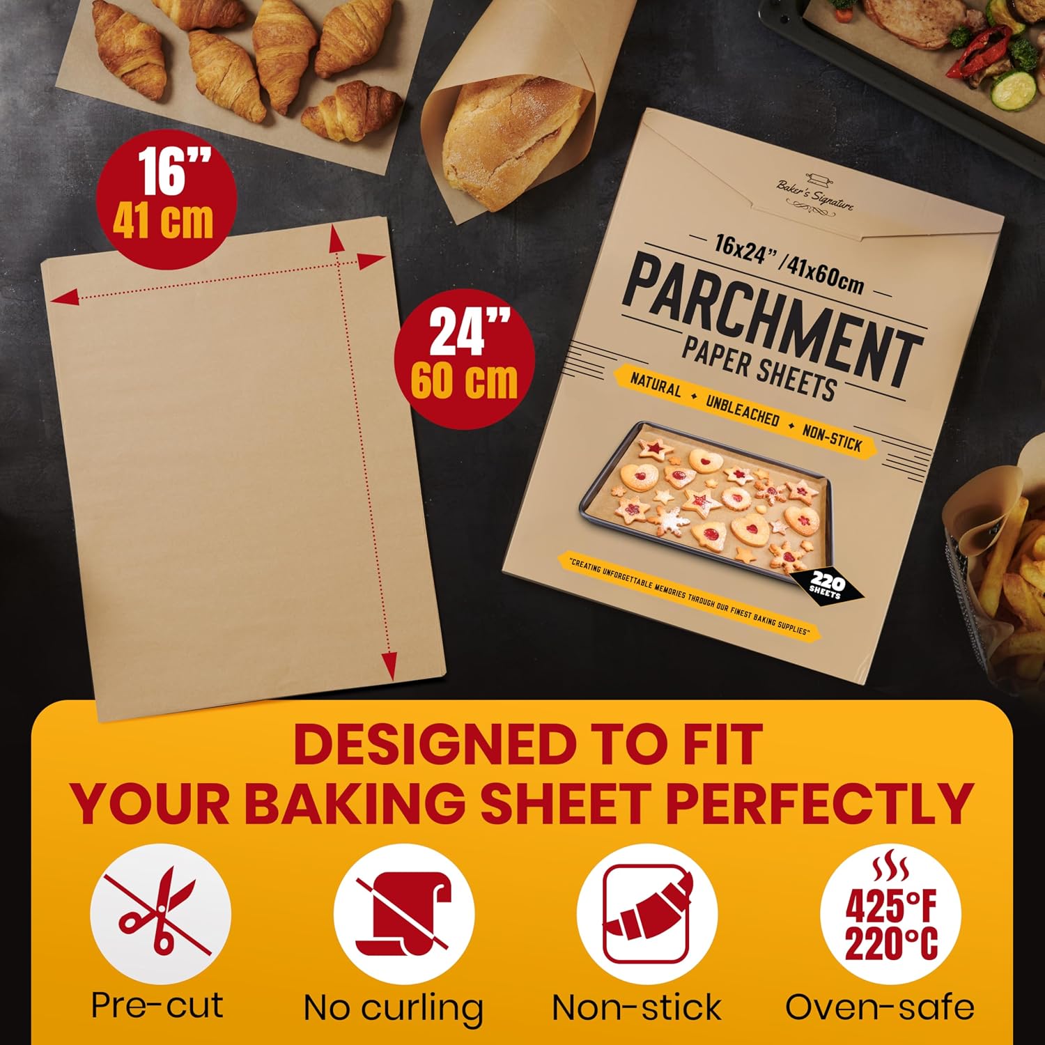 Detalle de Baker’s Signature Parchment Paper Baking Sheets 16 x 24 in