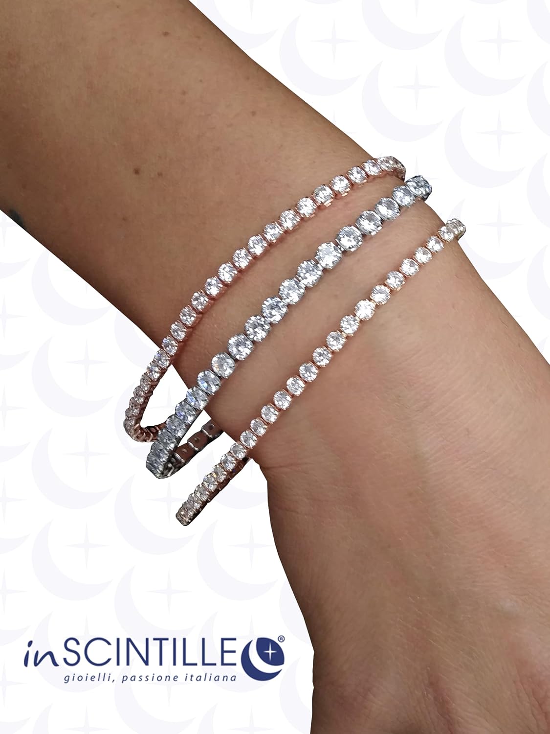 Detalle 2 de inSCINTILLE Bracelet Tennis en Zirconium pour Homme et Femme – Réglable