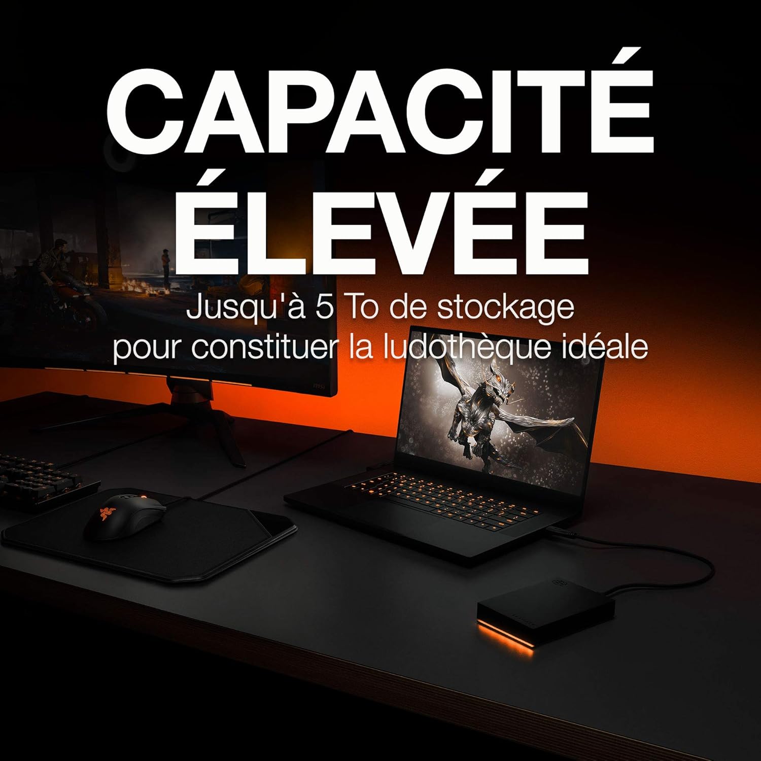 Thumbnail 3 de Seagate FireCuda Gaming — Disque dur externe portable 5 To USB-C/USB 3/2 avec voyants LED RVB (STKL5000400)
