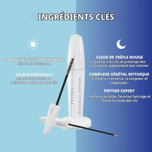 Detalle de Liposourcils Platinium de Talika: double sérum jour et nuit pour densifier les sourcils
