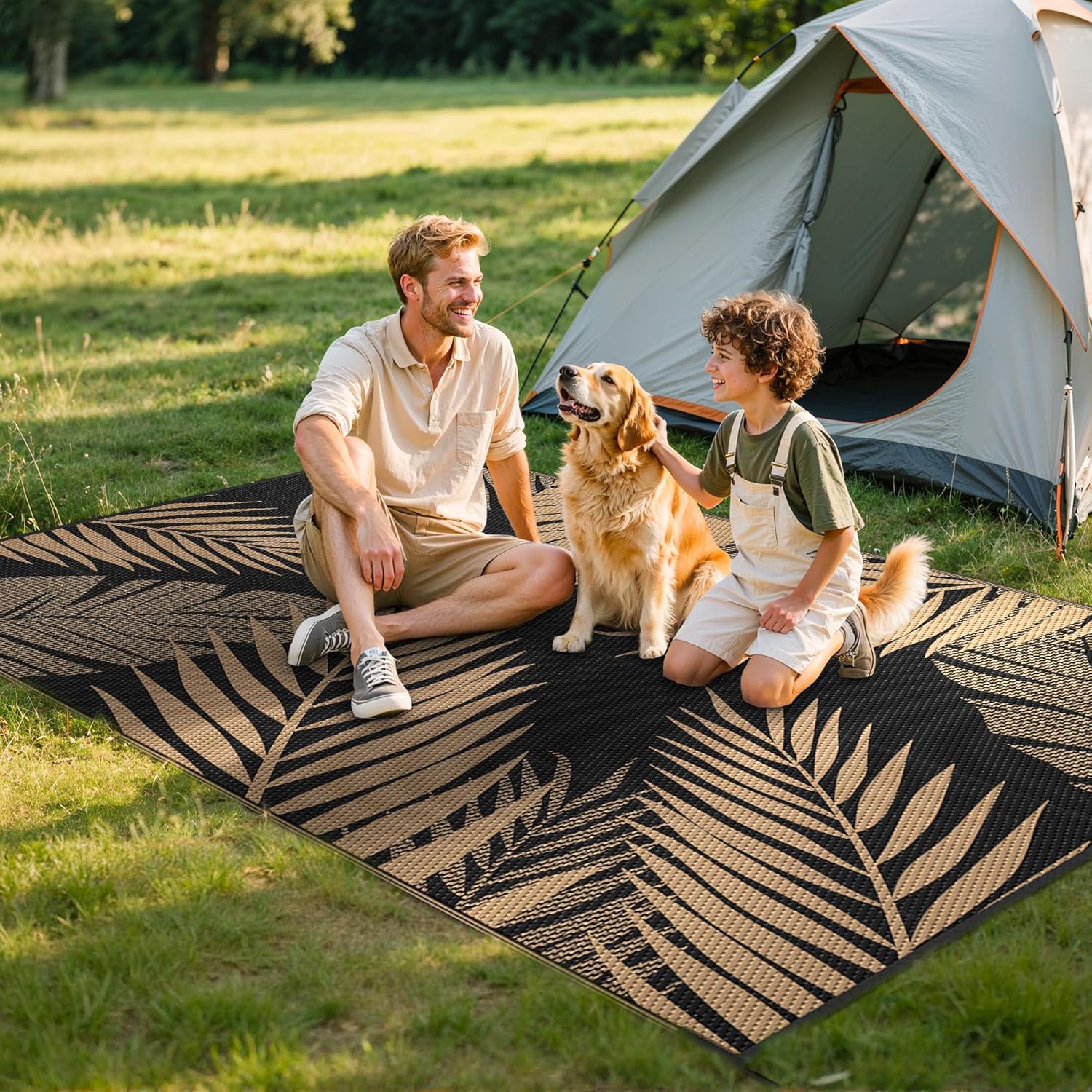 Detalle de GENIMO Outdoor Rug 120x180cm – Waterproof Reversible Garden Rug