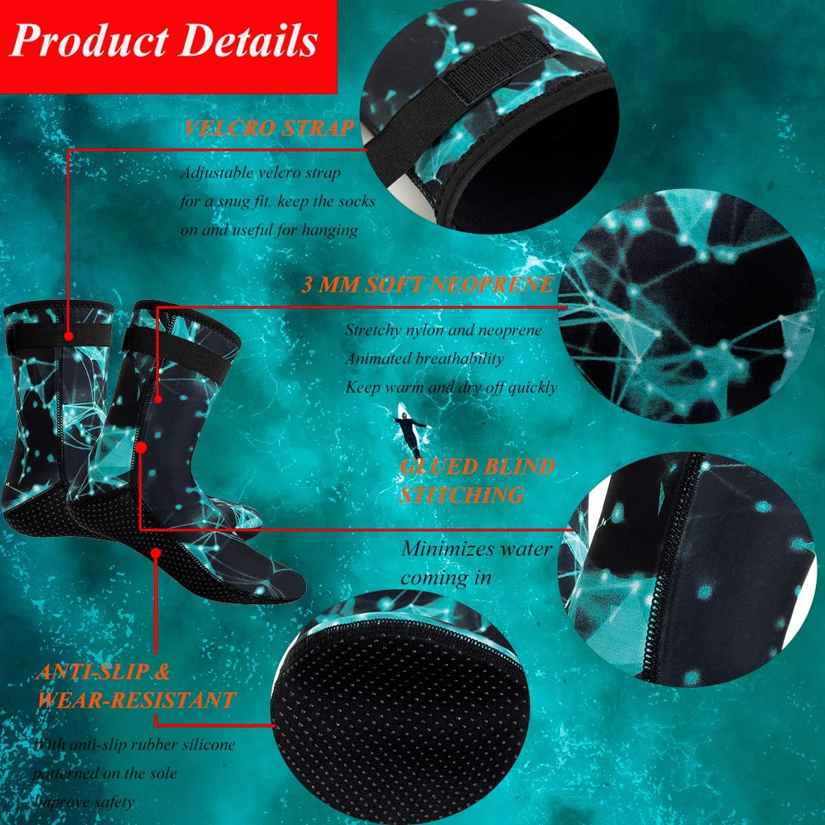Thumbnail 2 de YDQUANI 3mm Neoprene Wetsuit Socks